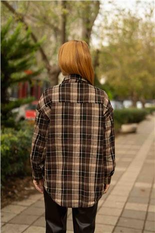 Yaka Taş Baskı Detaylı İçi Pelüş Oduncu Gömlek