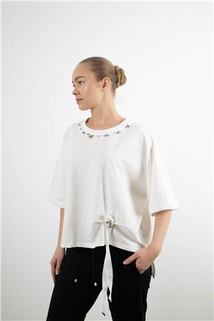 Yaka Taş Detay Bluz