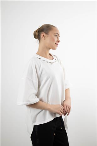 Yaka Taş Detay Bluz