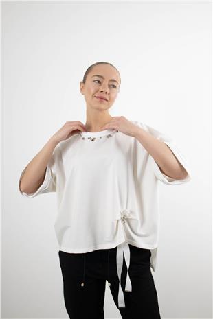 Yaka Taş Detay Bluz