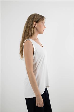 Yakası Gümüş Baskılı Atlet