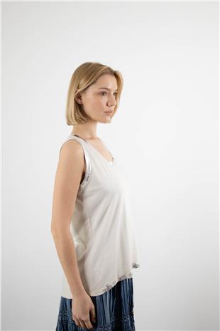 Yakası Gümüş Baskılı Atlet