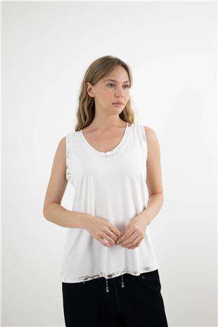 Yakası Gümüş Baskılı Atlet