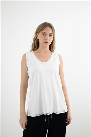 Yakası Gümüş Baskılı Atlet