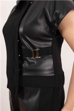 Yan Kemer Detay Asimetrik Yelek