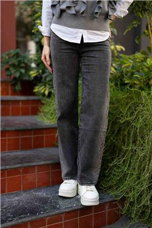Yanları Taş Baskı Detaylı Kot Pantolon