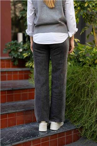 Yanları Taş Baskı Detaylı Kot Pantolon