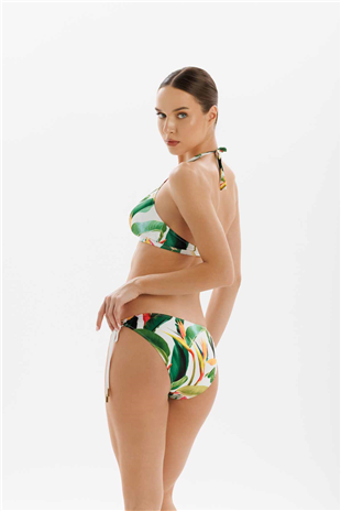 Yaprak Desen Detaylı Gold Taşlı Kadın Bikini
