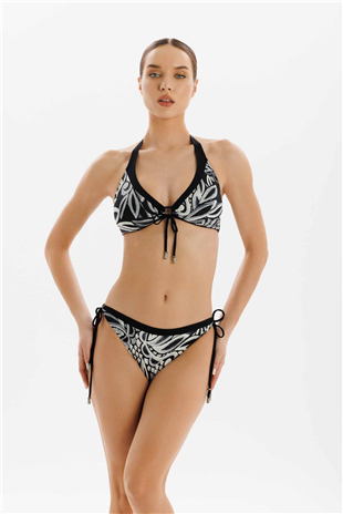 Yaprak Desen İp Bağlama Detaylı Kadın Bikini