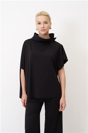 Yarasa Kol Detay Asimetrik Kadın Bluz