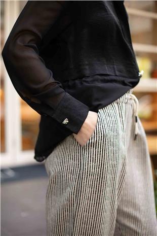 Kemerli Boru Paça Pantolon