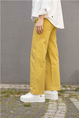 Kemerli Boru Paça Pantolon