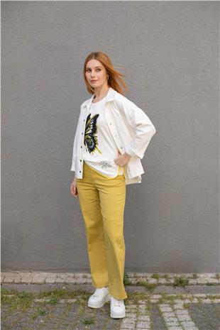 Kemerli Boru Paça Pantolon