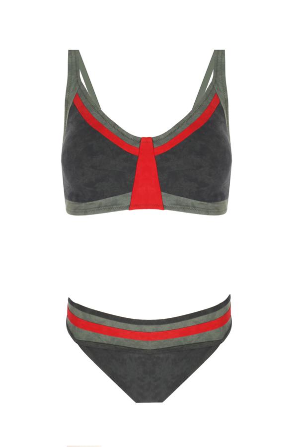 V Yaka Ayarlanabilir Askılı Bikini