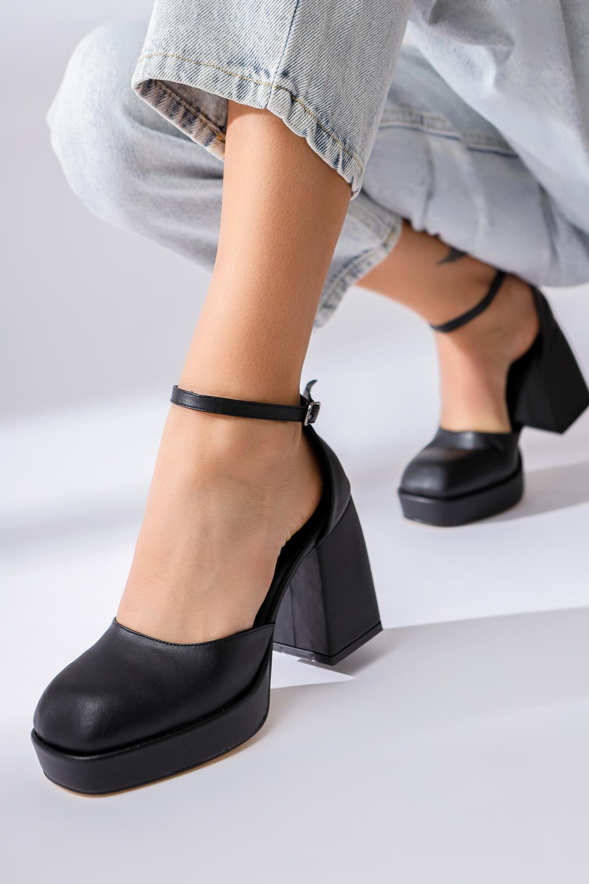 Aubrey Siyah Platformlu Kalın Topuklu Ayakkabı