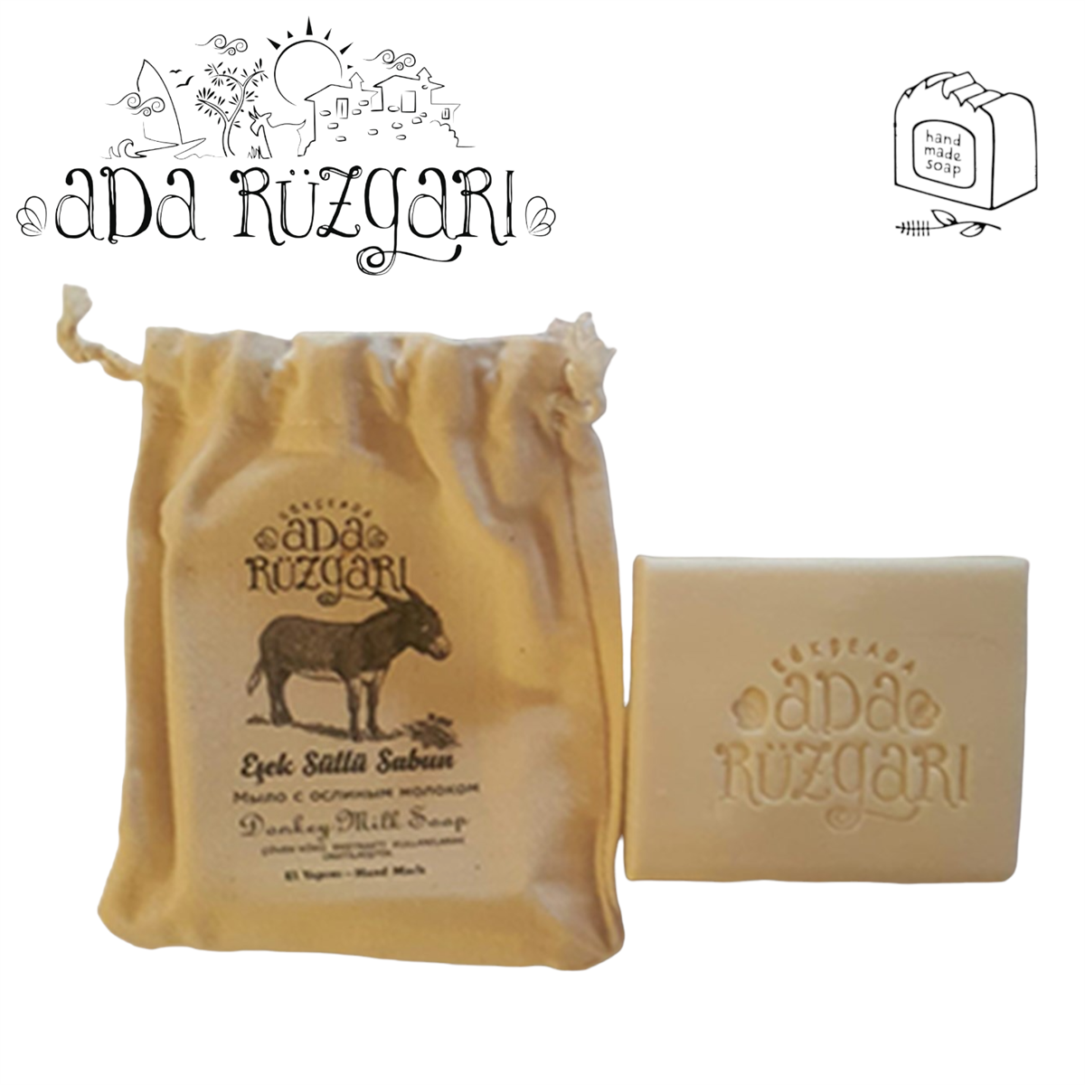 Gökçeada Taş Dövme Eşek Sütü Sabunu (Keseli) 125gr.