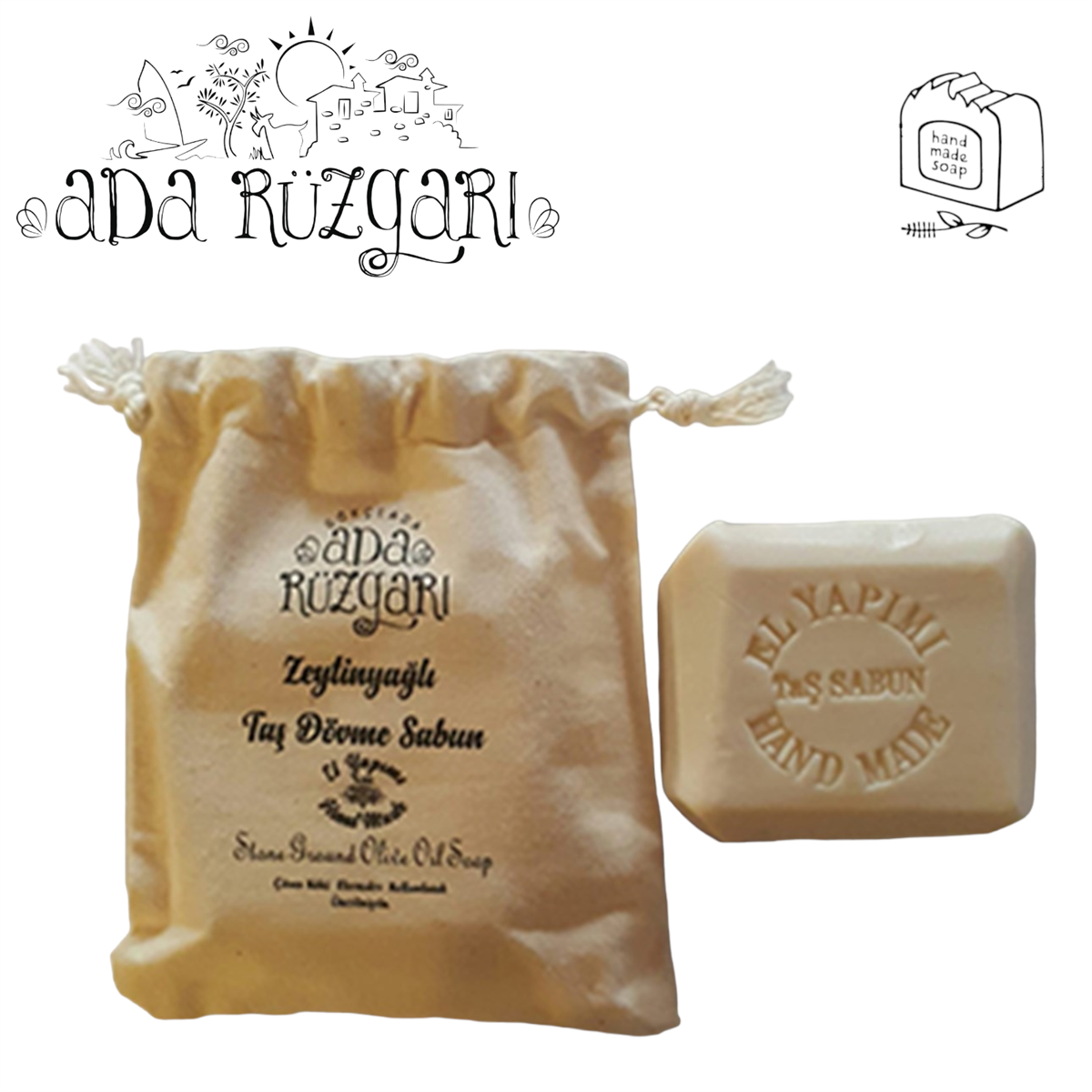 Gökçeada Taş Dövme Zeytinyağlı Sabun (Keseli) 125 gr.