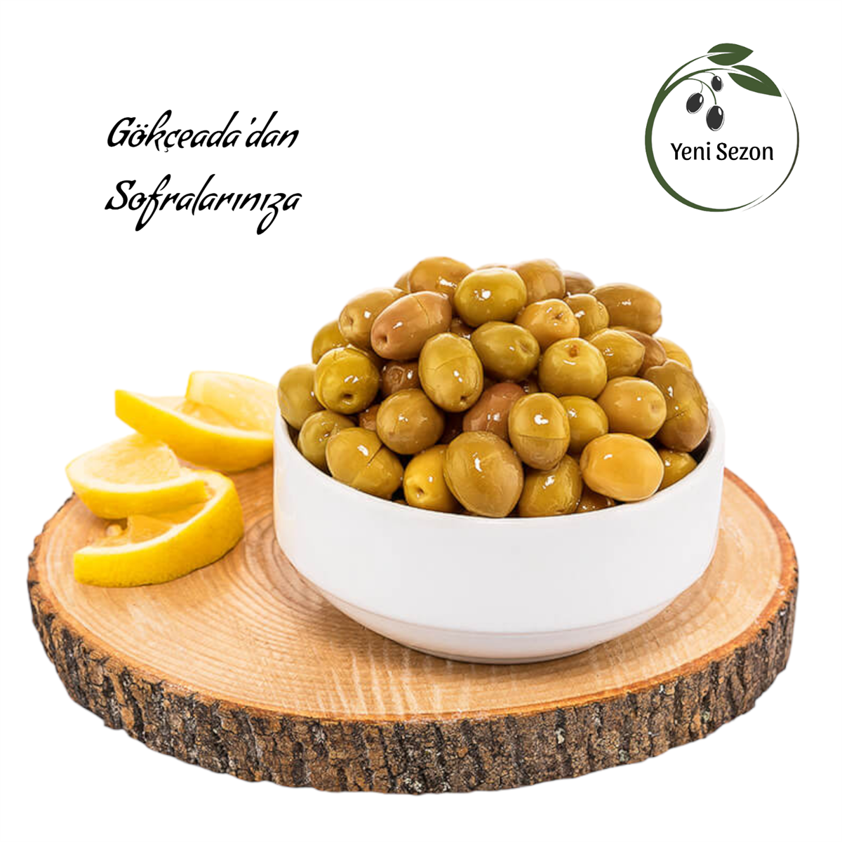 Gökçeada Yeşil Kırma Zeytin 900 gr. (321-350)
