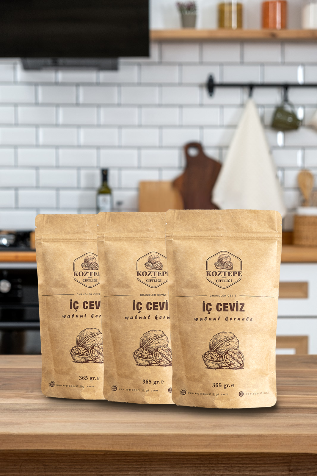  Koztepe Çiftliği İç Ceviz Kelebek 365 G × 3 Paket