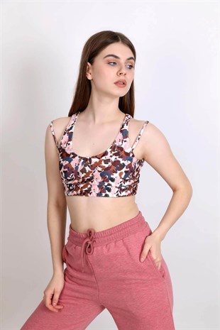 Desenli Spor Bustiyer - Bordo 