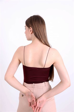 İnce Askılı Body çıtçıtlı - Bordo