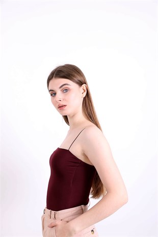 İnce Askılı Body çıtçıtlı - Bordo