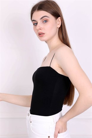 İnce Askılı Body çıtçıtlı - Siyah