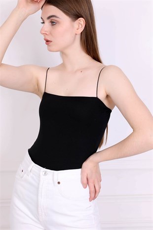 İnce Askılı Body çıtçıtlı - Siyah