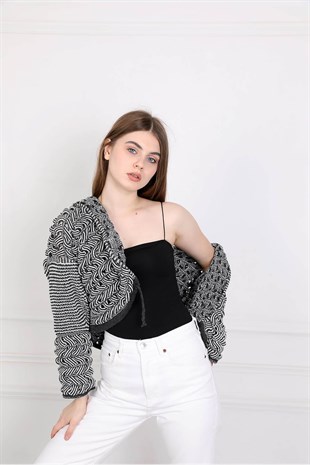 İnce Askılı Body çıtçıtlı - Siyah