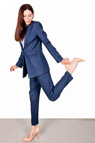 Klasik dar kesim pantolon ceket  takım lacivert