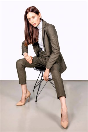 Klasik dar kesim pantolon ceket  takım yeşil