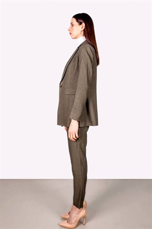 Klasik dar kesim pantolon ceket  takım yeşil