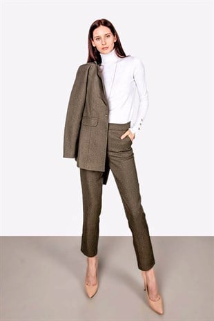 Klasik dar kesim pantolon ceket  takım yeşil