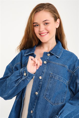 Mavi Oversize Cepli Kot Ceket