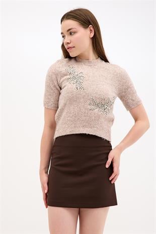 Pamuk Basic Mini Çan Kahverengi Etek
