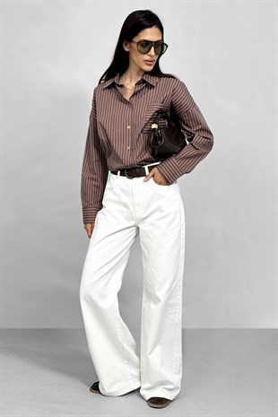 Pamuk Soft Wide Leg Jean - Beyaz