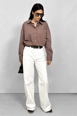 Pamuk Soft Wide Leg Jean - Beyaz