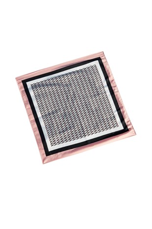 Pembe beyaz siyah desenli mini fular - (saç bandı)