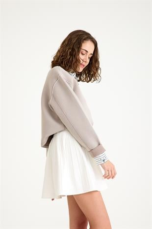 Pilili İçi Şortlu Etek - Beyaz