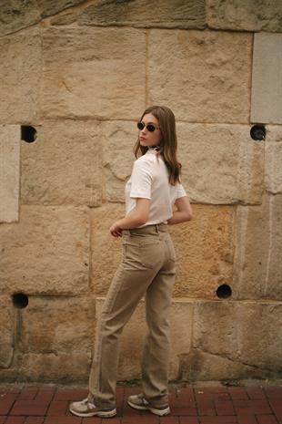 Straight Düz Paça Kadın Kahverengi Denim Jean Kot Pantolon