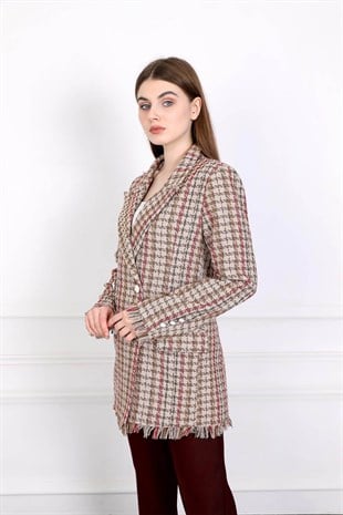 Tuvit Ceket - Bordo Krem Rengi