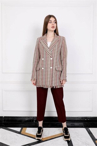 Tuvit Ceket - Bordo Krem Rengi