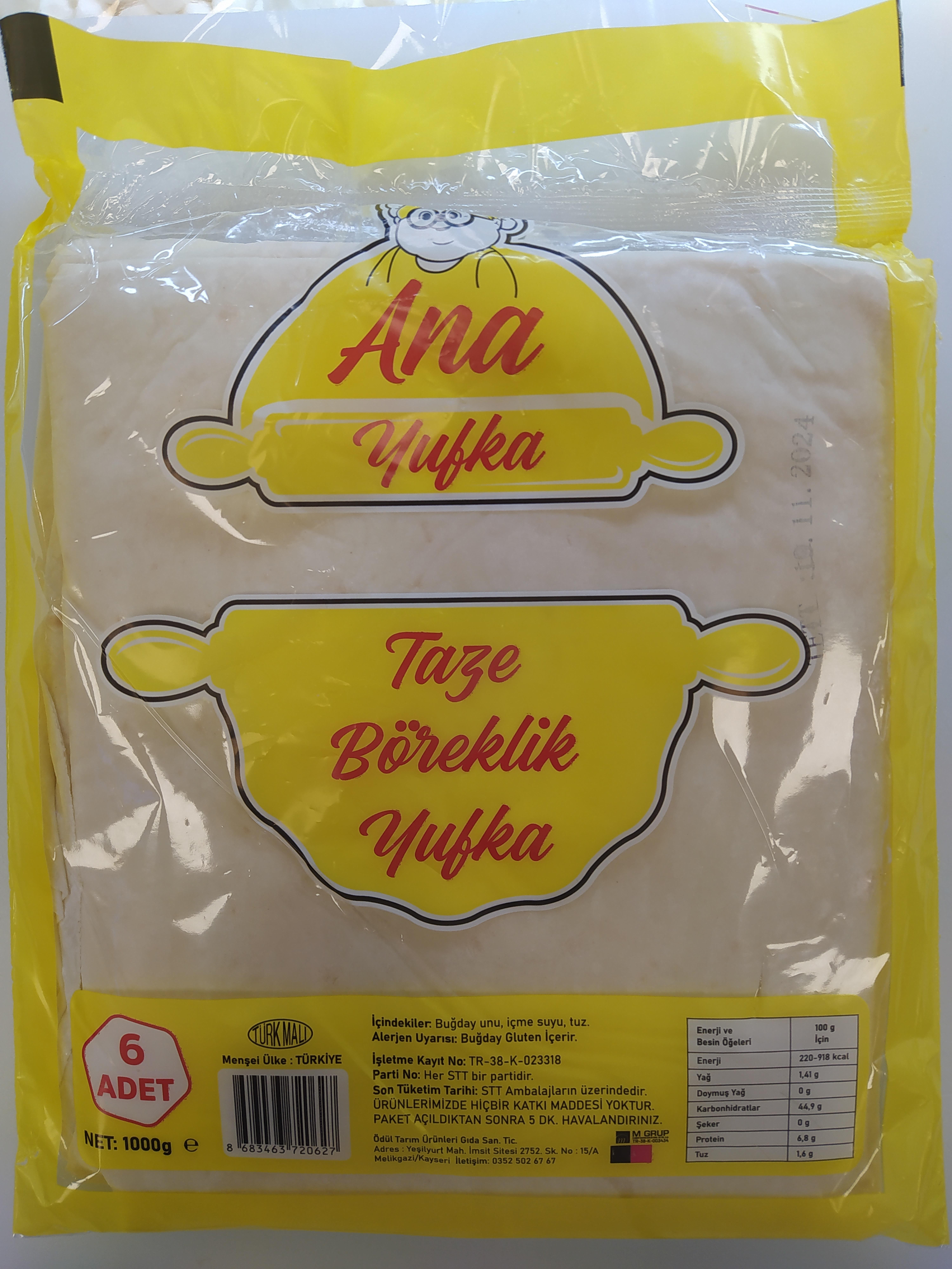 ANA BÖREKLİK YUFKA 6 LI 1000 GR