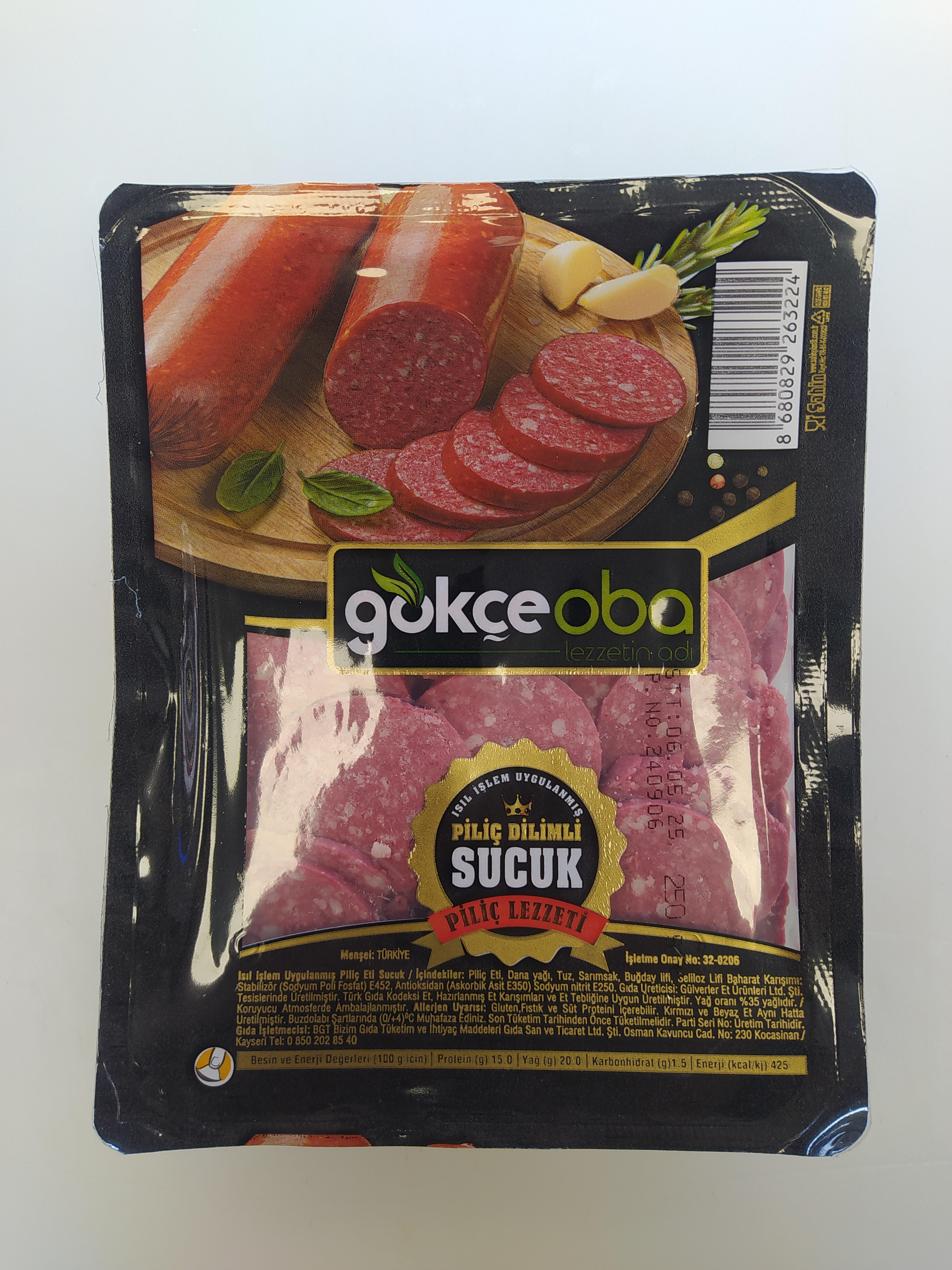 GÖKÇEOBA PİLİÇ DİLİMLİ SUCUK 250 GR