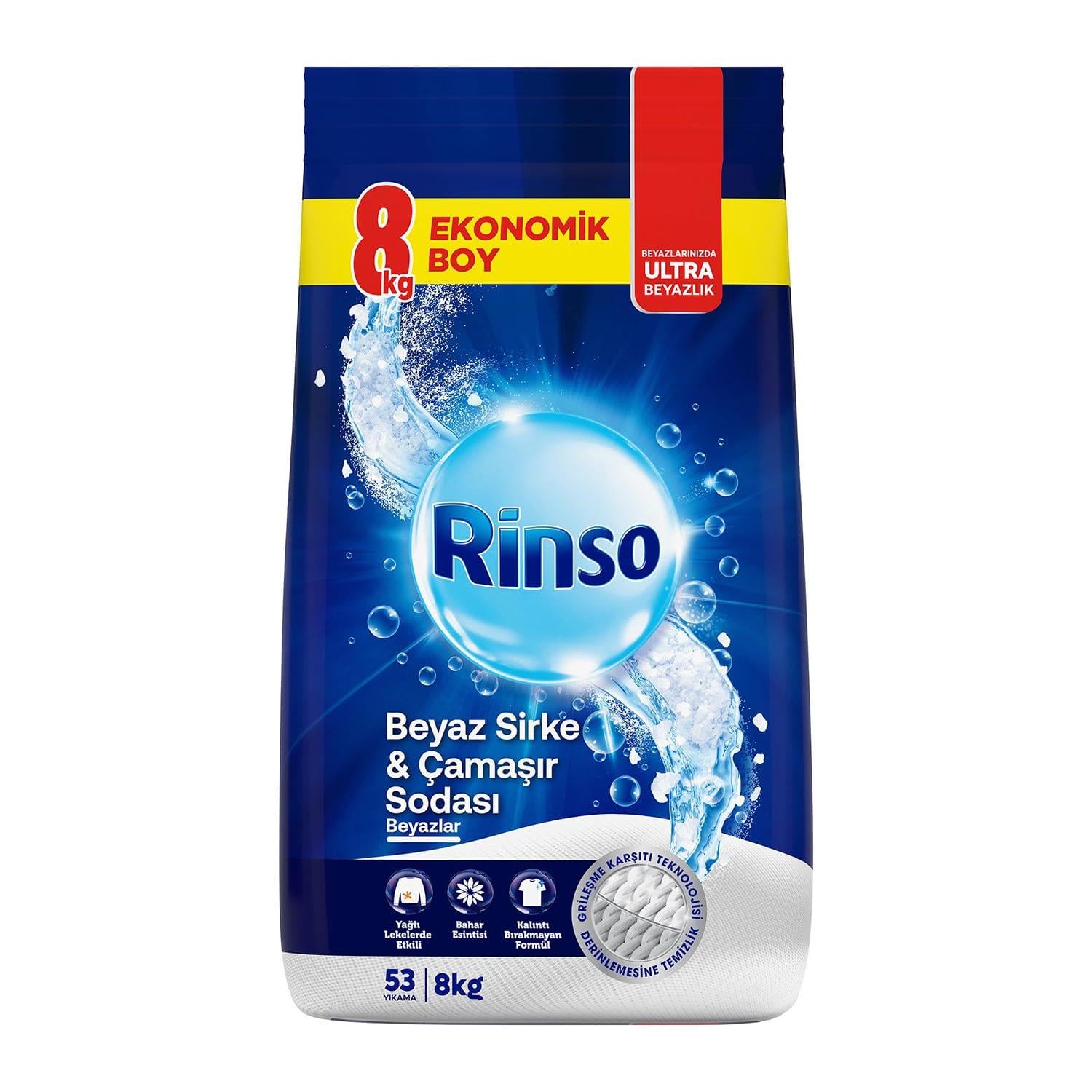RİNSO MATİK TOZ DETERJAN 8 KG BYZ SİRKE-ÇAM.SODA