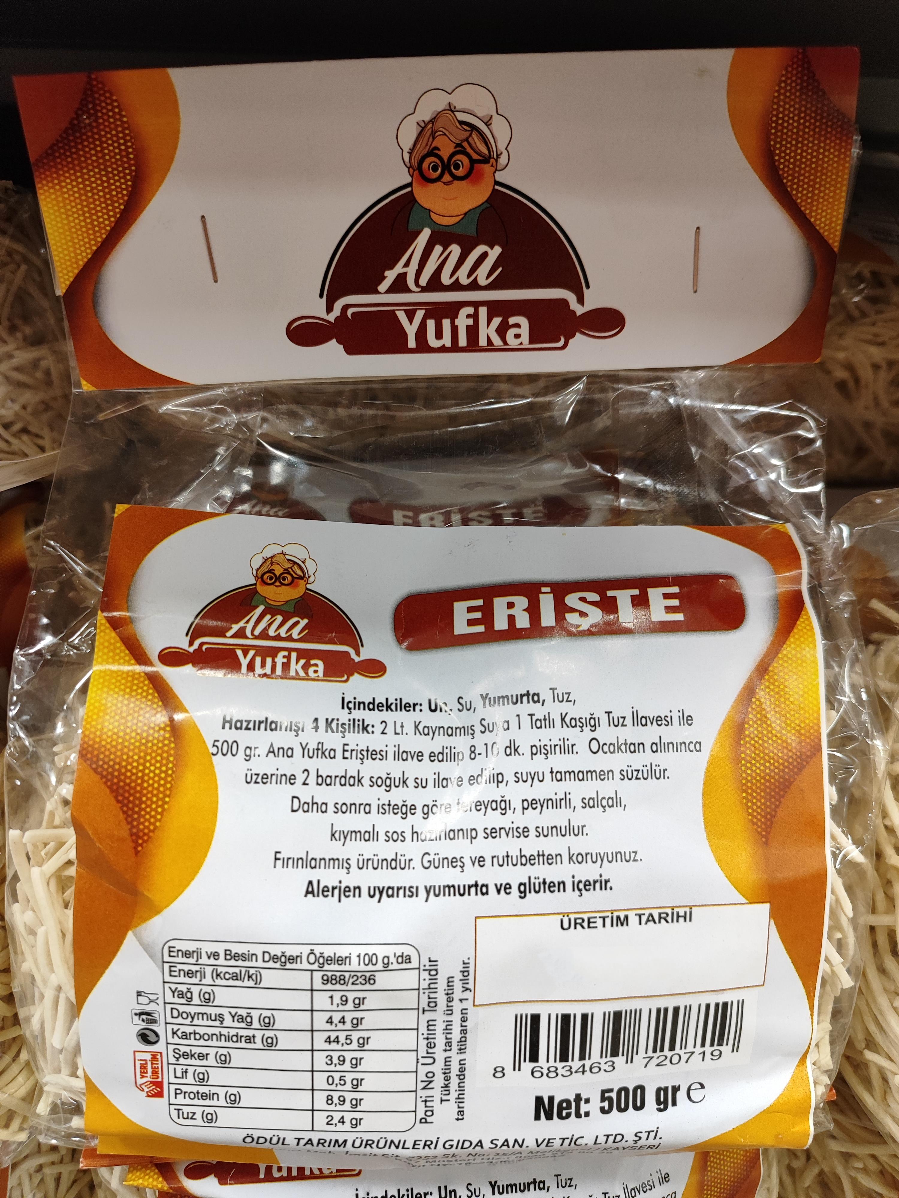ANA YUFKA ERİŞTE 500 GR