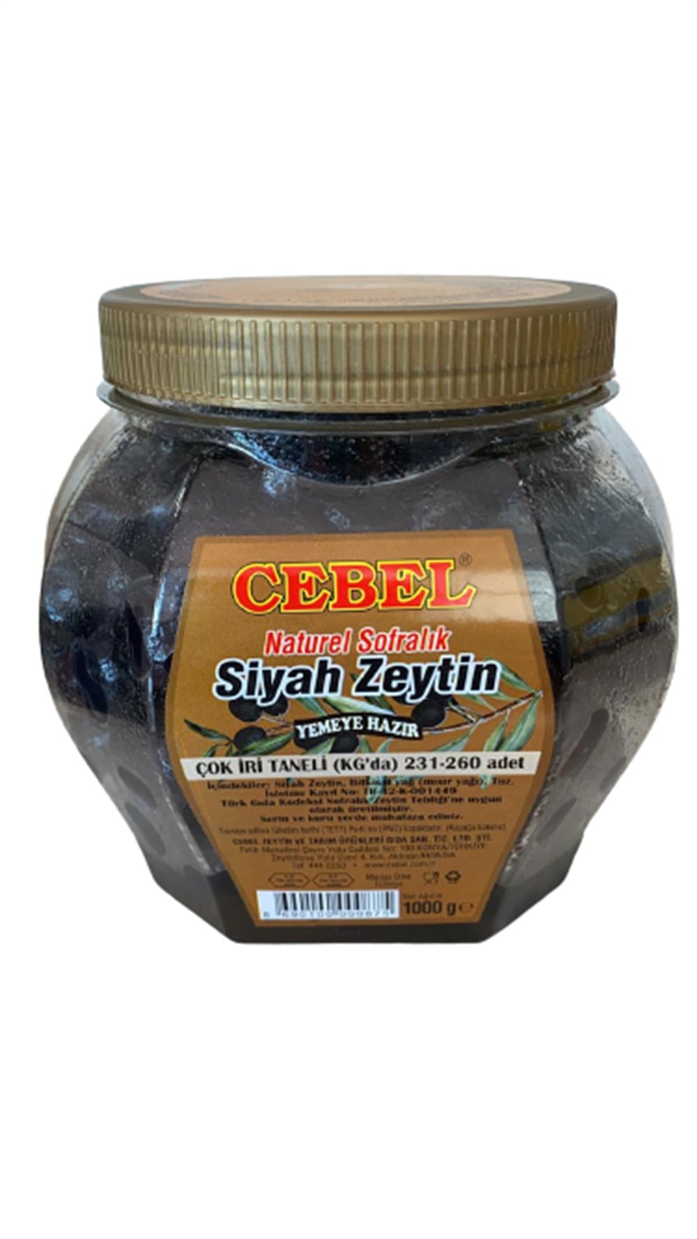 CEBEL SİYAH ZEYTİN ÇOK İRİ TANE 1000 GR 231-260