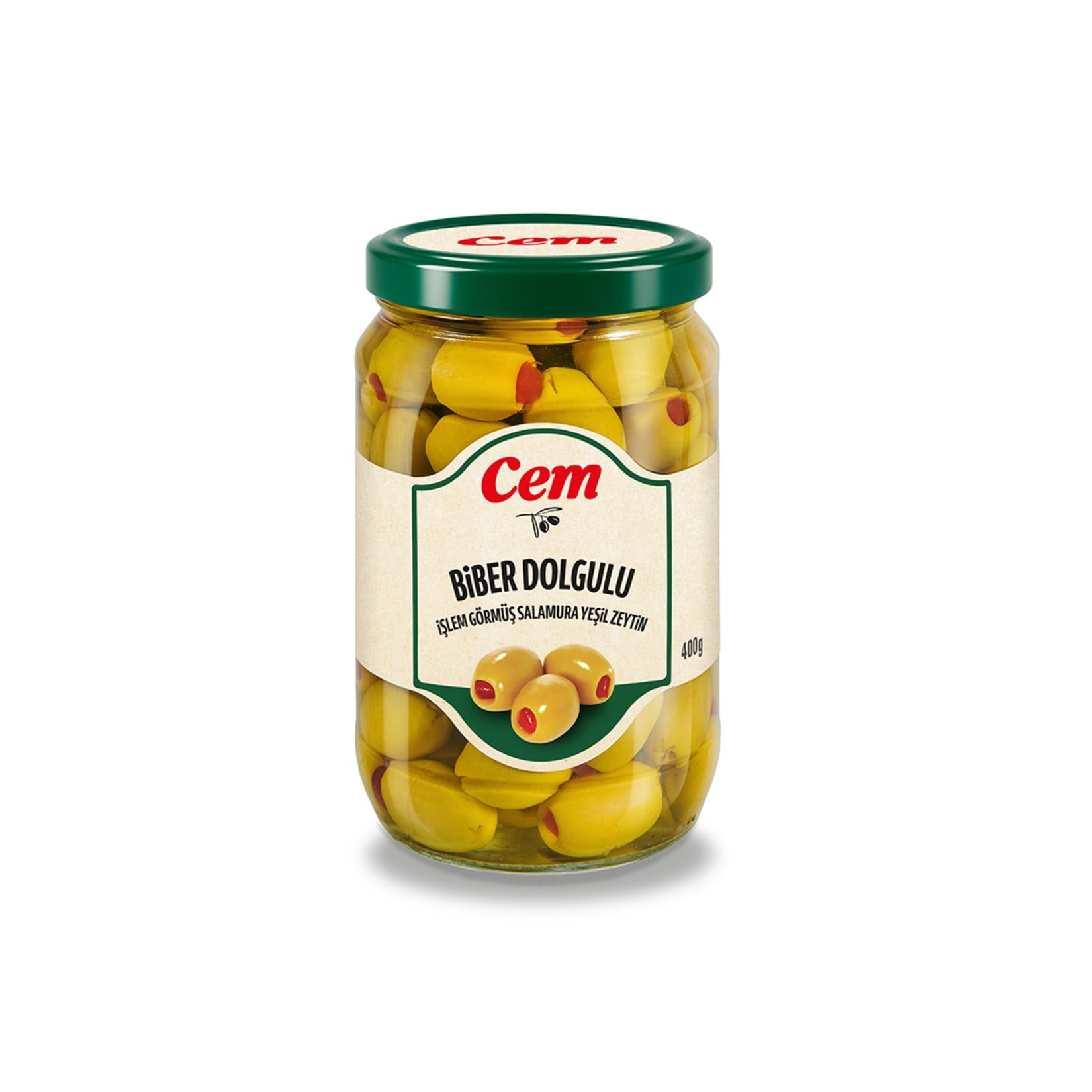 CEM YEŞİL ZEYTİN 400 GR BİBERLİ DOL. 141-160