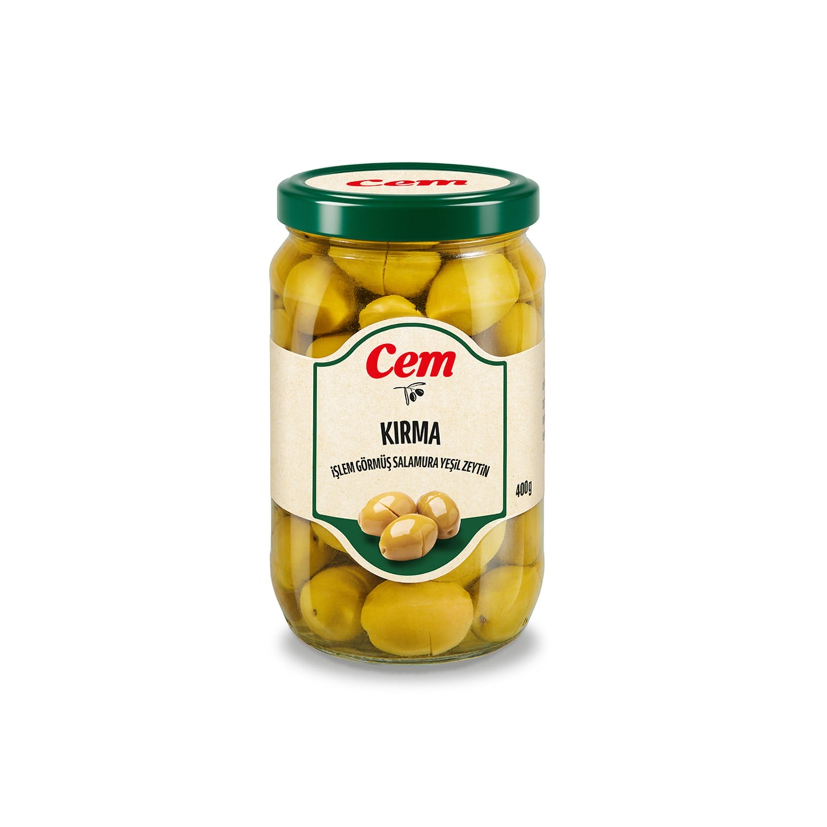 CEM YEŞİL ZEYTİN 400 GR KIRMA 121-140