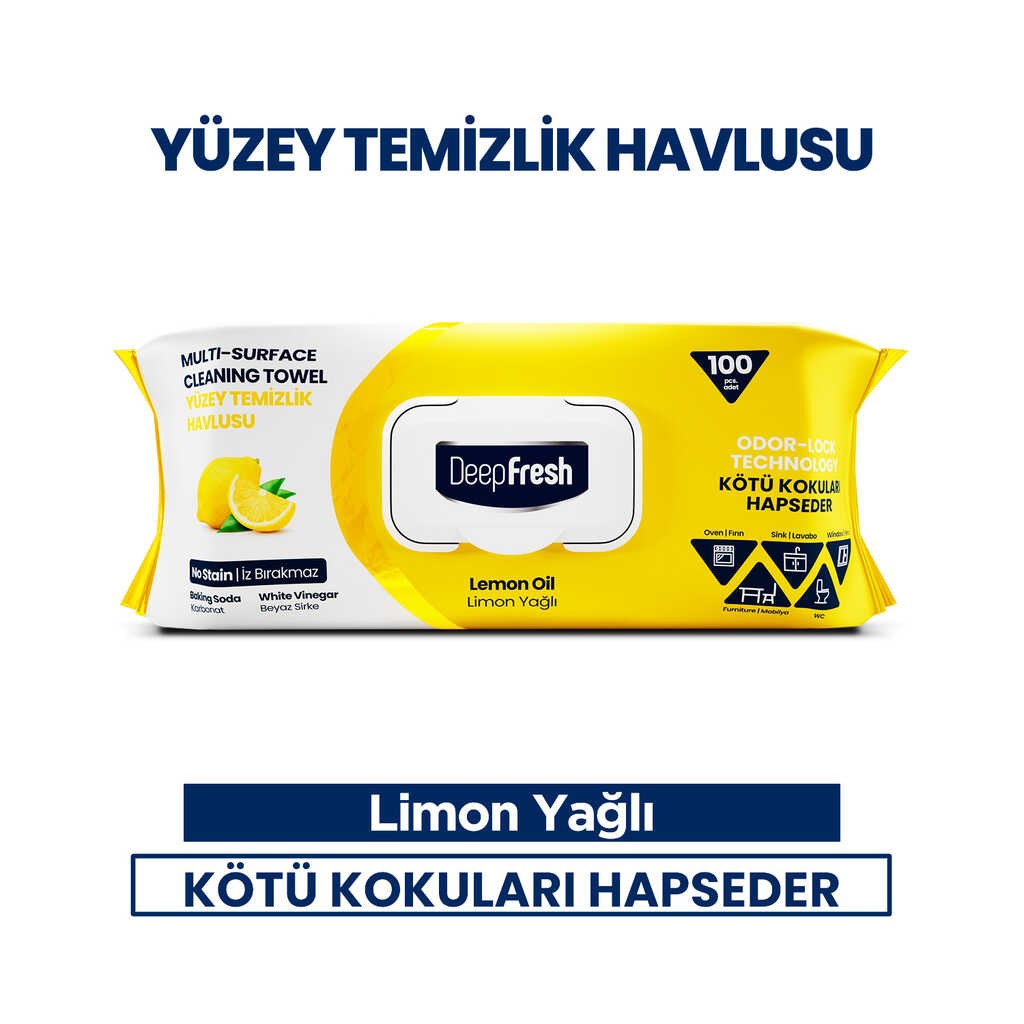 DEEPFRESH YÜZEY TEMİZLEME HAVLUSU 100 LÜ LİMON